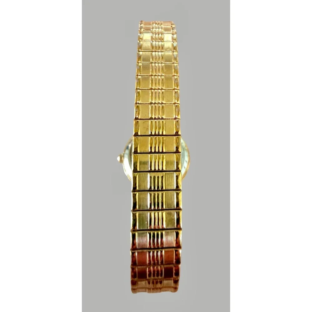Croton Women's Gold Tone Stretch Bracelet Quartz Watch White Dial Runs